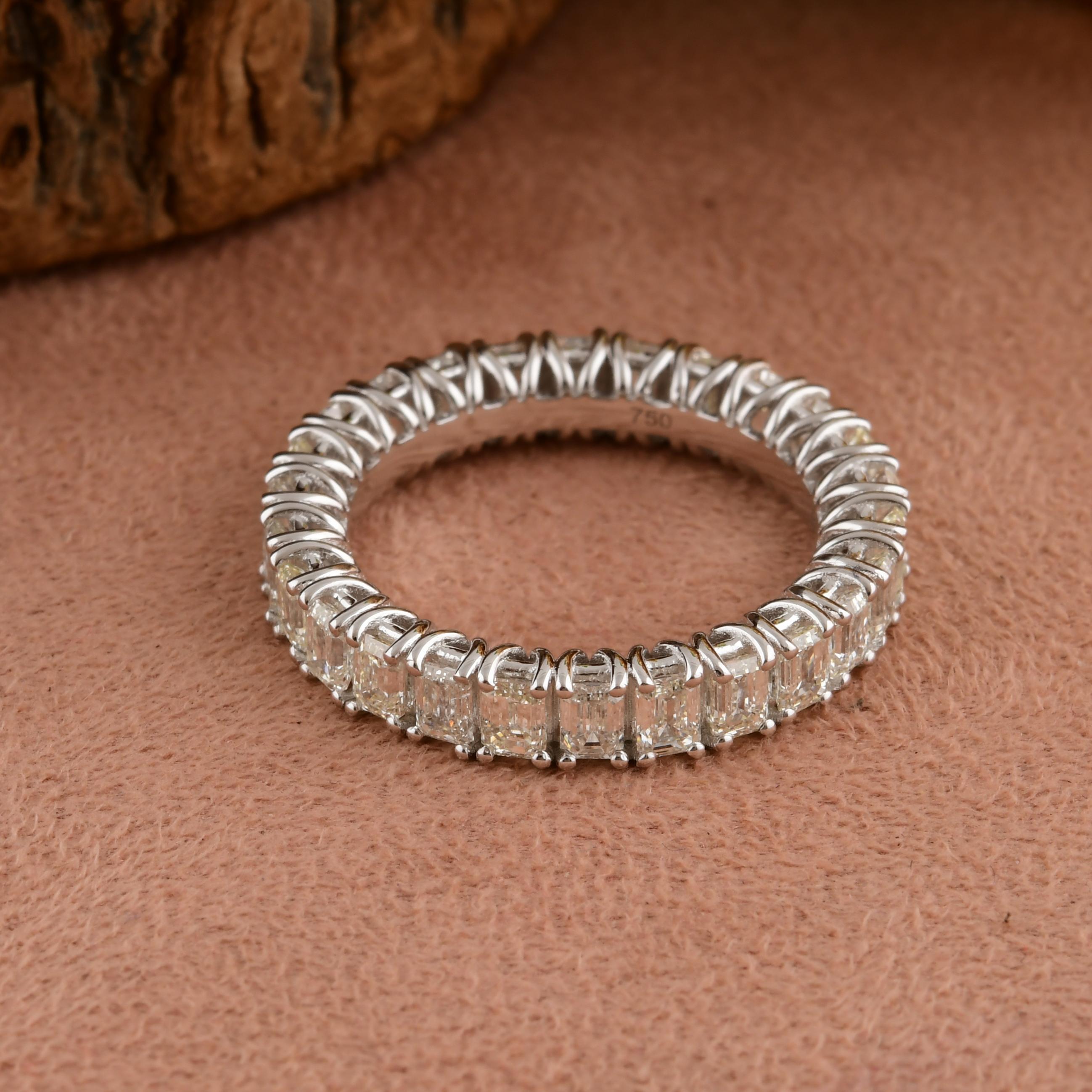 For Sale:  Natural 3.11 Carat SI/HI Diamond Engagement Eternity Band Ring 18k White Gold 4