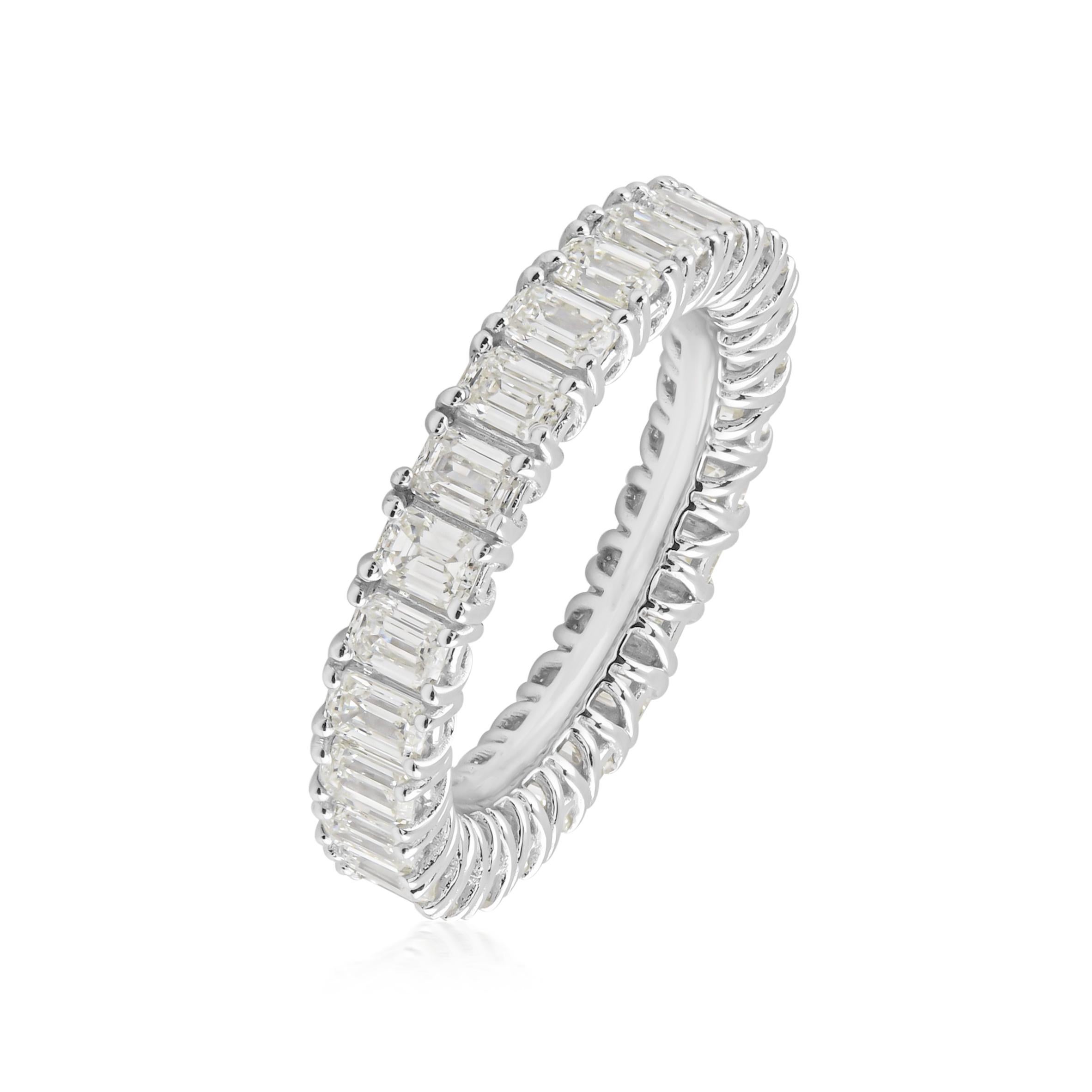 For Sale:  Natural 3.11 Carat SI/HI Diamond Engagement Eternity Band Ring 18k White Gold 6