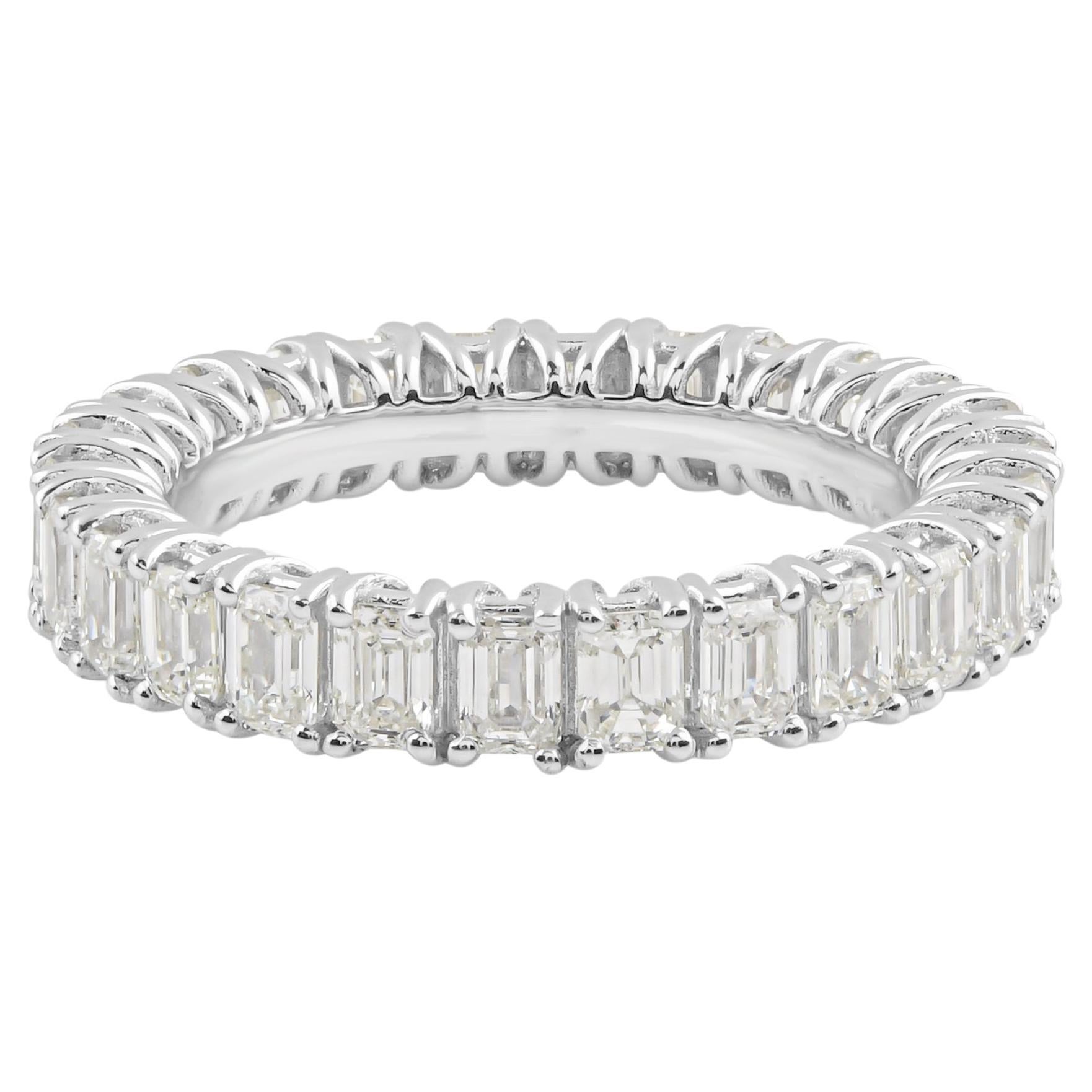 For Sale:  Natural 3.11 Carat SI/HI Diamond Engagement Eternity Band Ring 18k White Gold