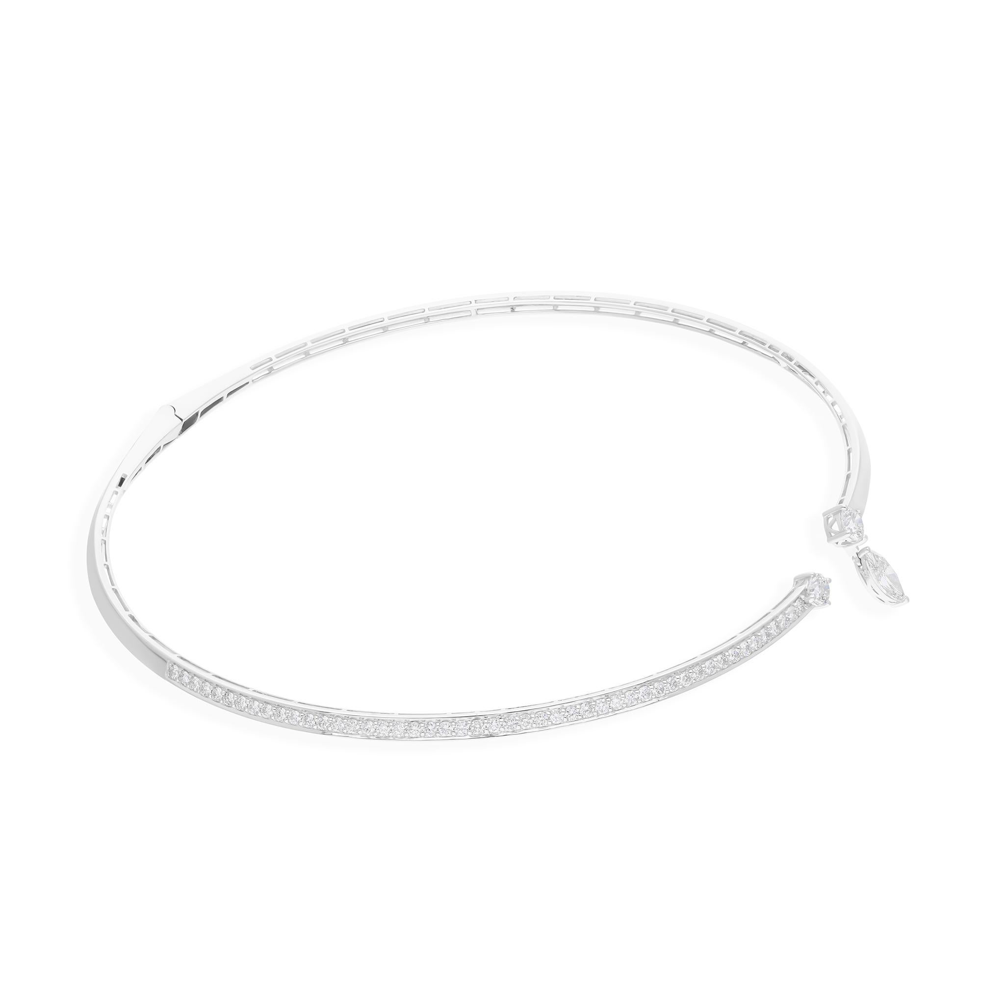 Modern Natural 3.13 Carat Marquise Round Diamond Choker Necklace 14 Karat White Gold For Sale
