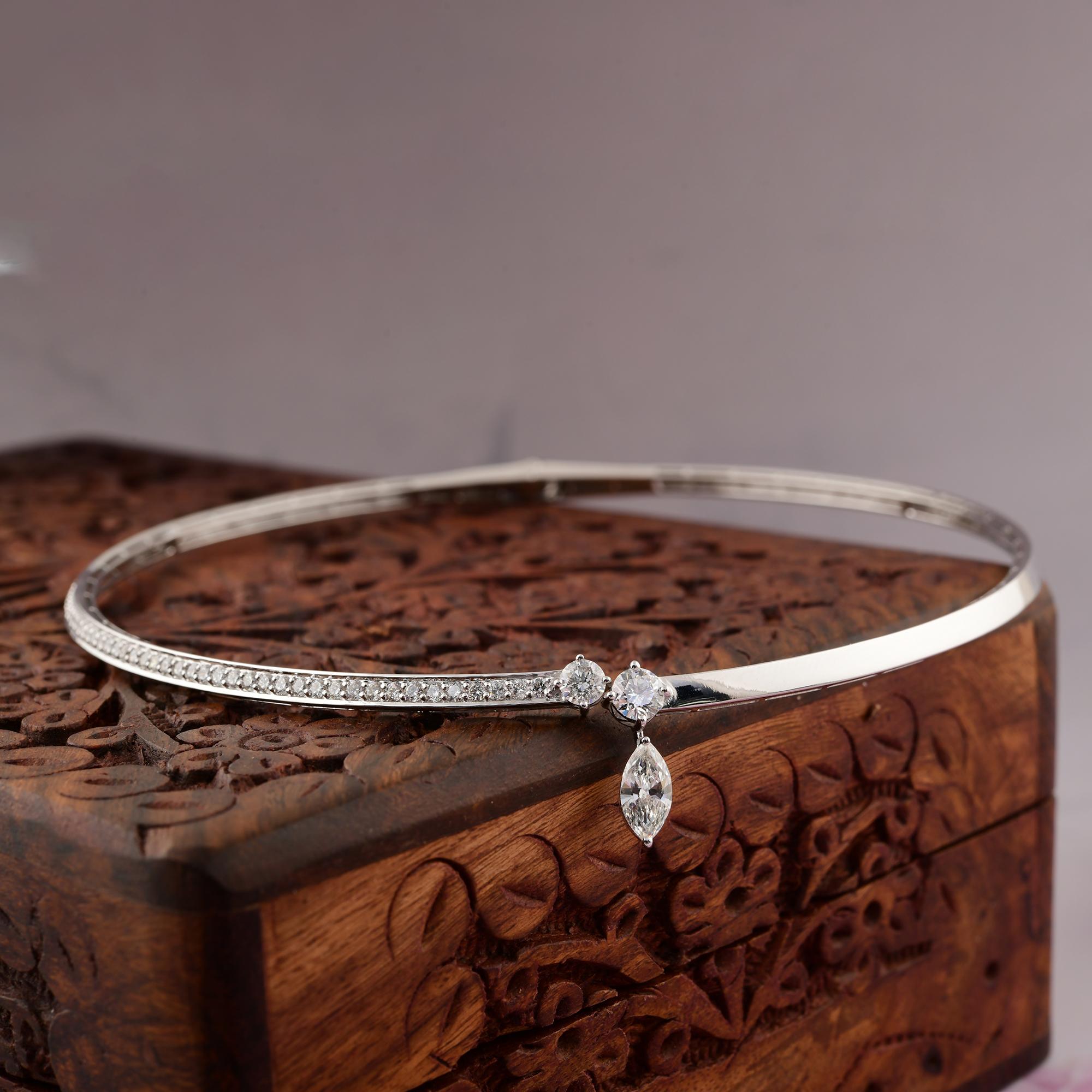 Natural 3.13 Carat Marquise Round Diamond Choker Necklace 14 Karat White Gold In New Condition For Sale In Diera, Dubai