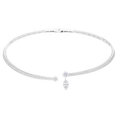 Natural 3.13 Carat Marquise Round Diamond Choker Necklace 18 Karat White Gold
