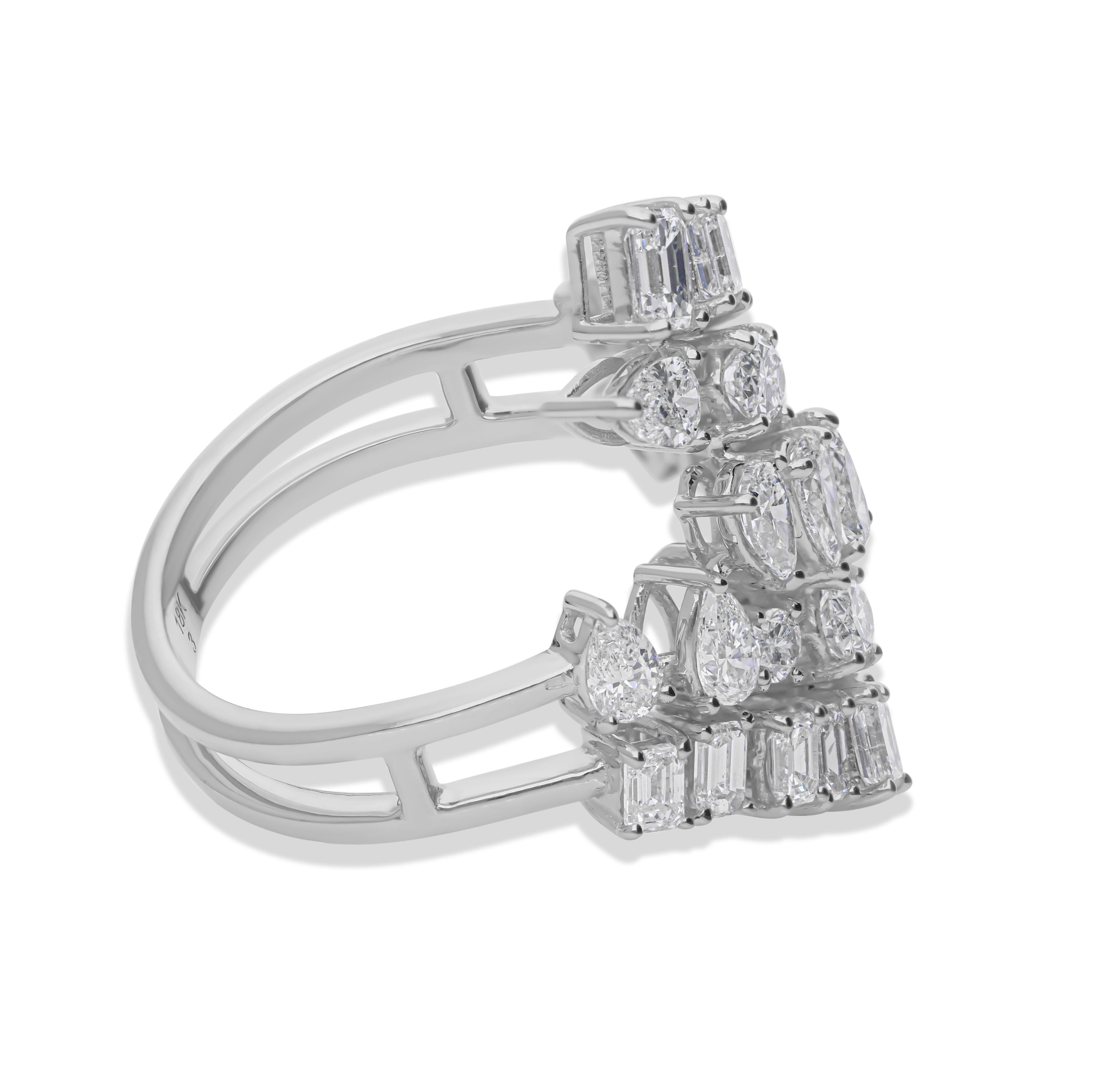 Im Angebot: Natürlicher 3,14 Karat SI Reinheit HI Farbe Diamant Cocktail Ring 14 Karat Weißgold () 4