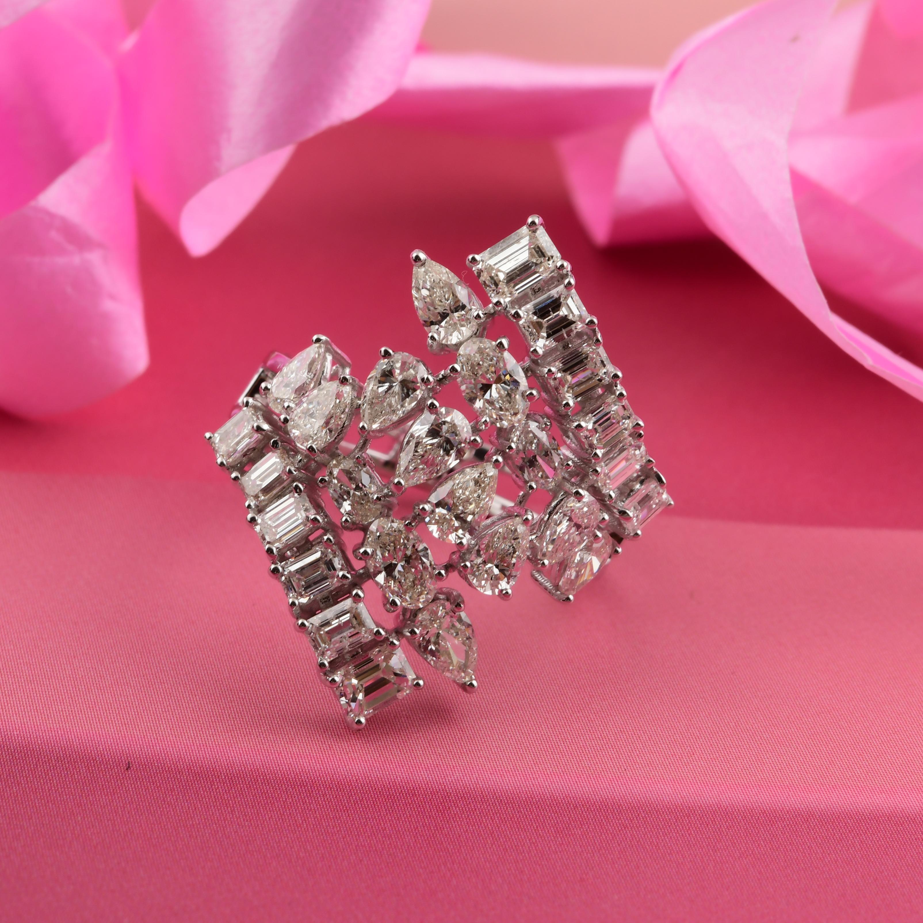 Im Angebot: Natürlicher 3,14 Karat SI Reinheit HI Farbe Diamant Cocktail Ring 14 Karat Weißgold () 6