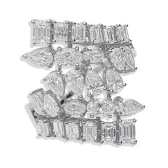 Natural 3.14 Carat SI Clarity HI Color Diamond Cocktail Ring 14 Karat White Gold