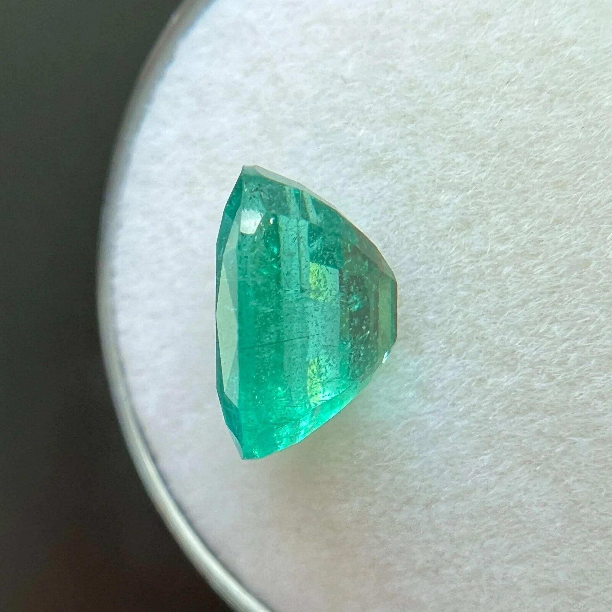 Natural 3.15 Carat Emerald Rare Vivid Green Cushion Cut Loose Gem For Sale 1