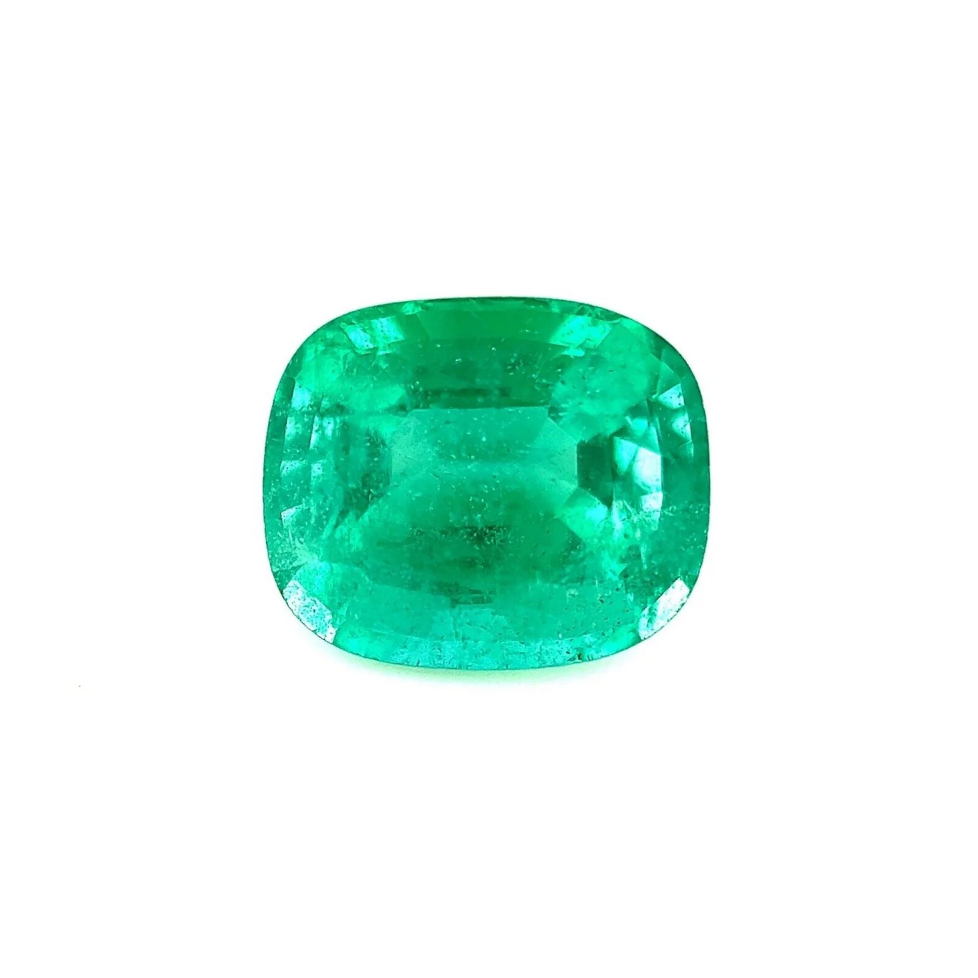 Natural 3.15 Carat Emerald Rare Vivid Green Cushion Cut Loose Gem For Sale