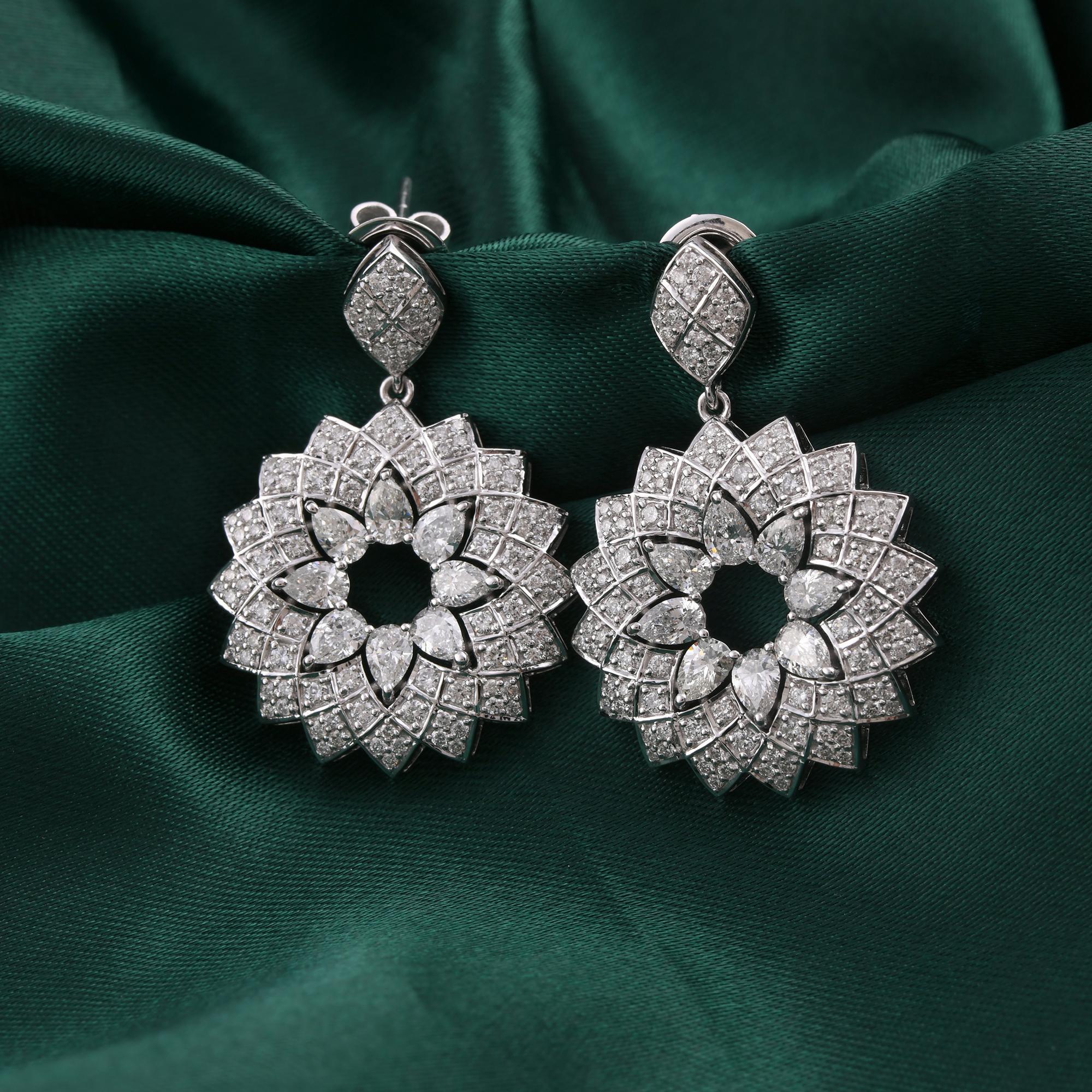 Natürliche 3,16 Karat SI/H Diamant Starburst Ohrringe 14 Karat Weißgold Damen im Angebot