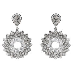 Orecchini a pendente con diamanti naturali da 3,16 carati SI/H in oro bianco 14 carati