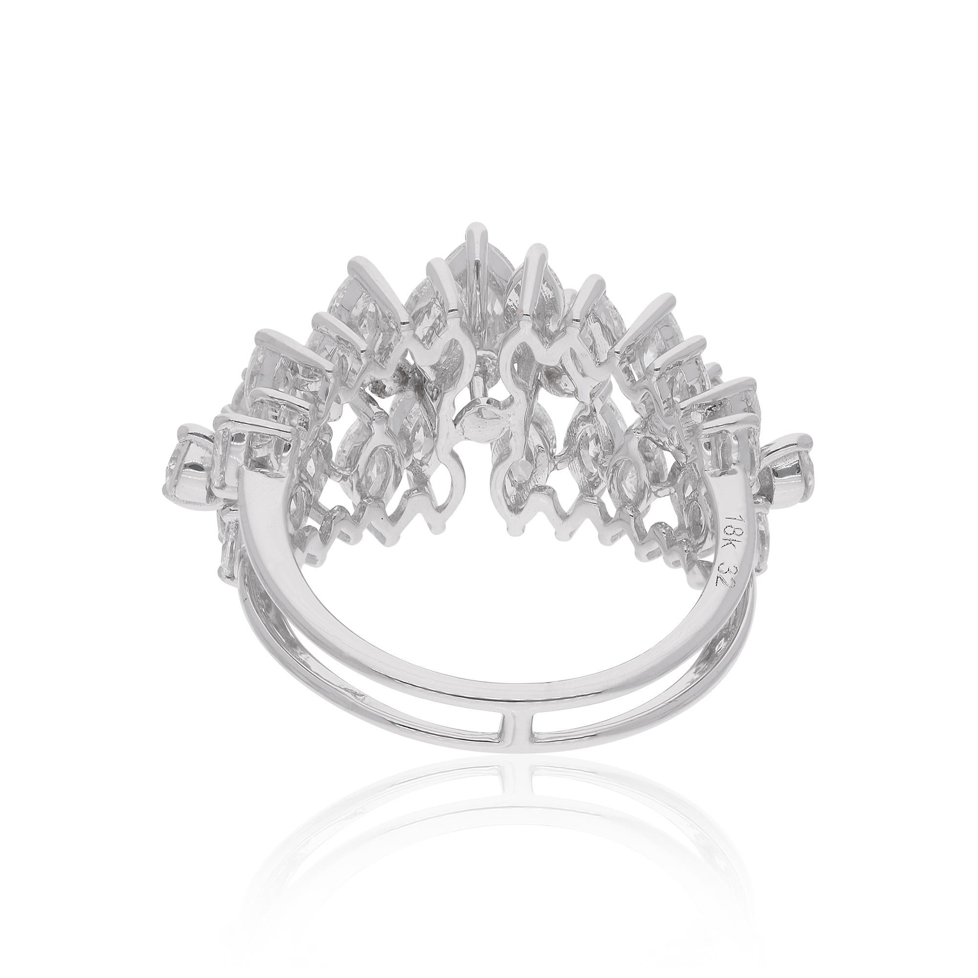 Nature 3.18 Carat Marquise Shape Diamond Dome Ring 18 Karat White Gold Jewelry Pour femmes en vente