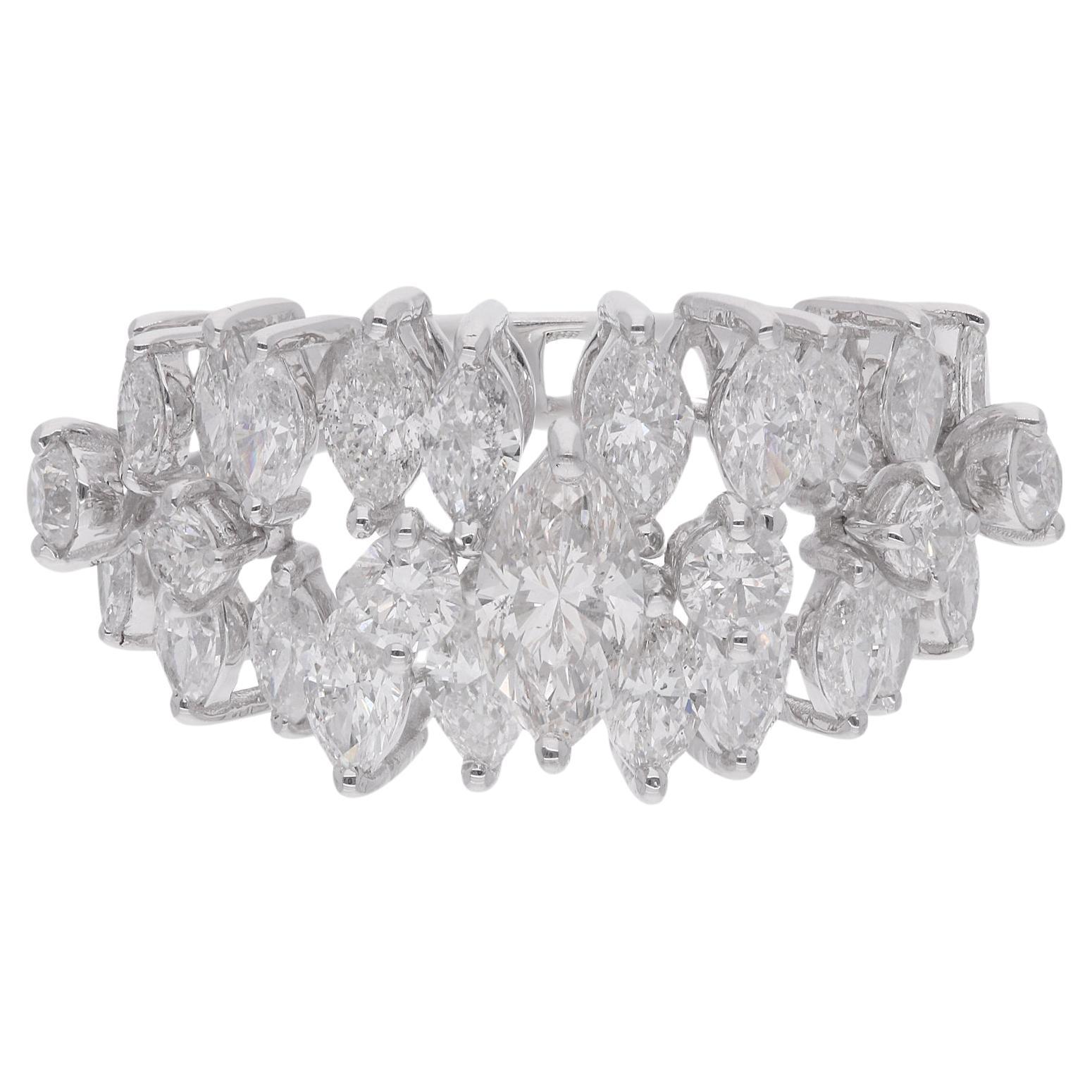 Nature 3.18 Carat Marquise Shape Diamond Dome Ring 18 Karat White Gold Jewelry