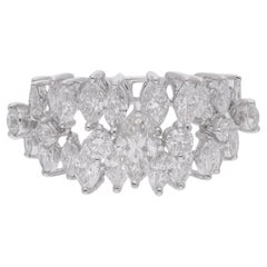 Natural 3.18 Carat Marquise Shape Diamond Dome Ring 18 Karat White Gold Jewelry