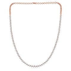 Collier à breloques en or rose massif 10 carats avec cœurs pavés de diamants naturels de 3,20 carats