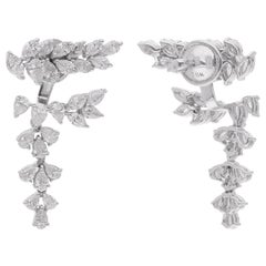 Boucles d'oreilles veste en or blanc 18 carats avec diamants naturels taille poire et marquise de 3,20 carats