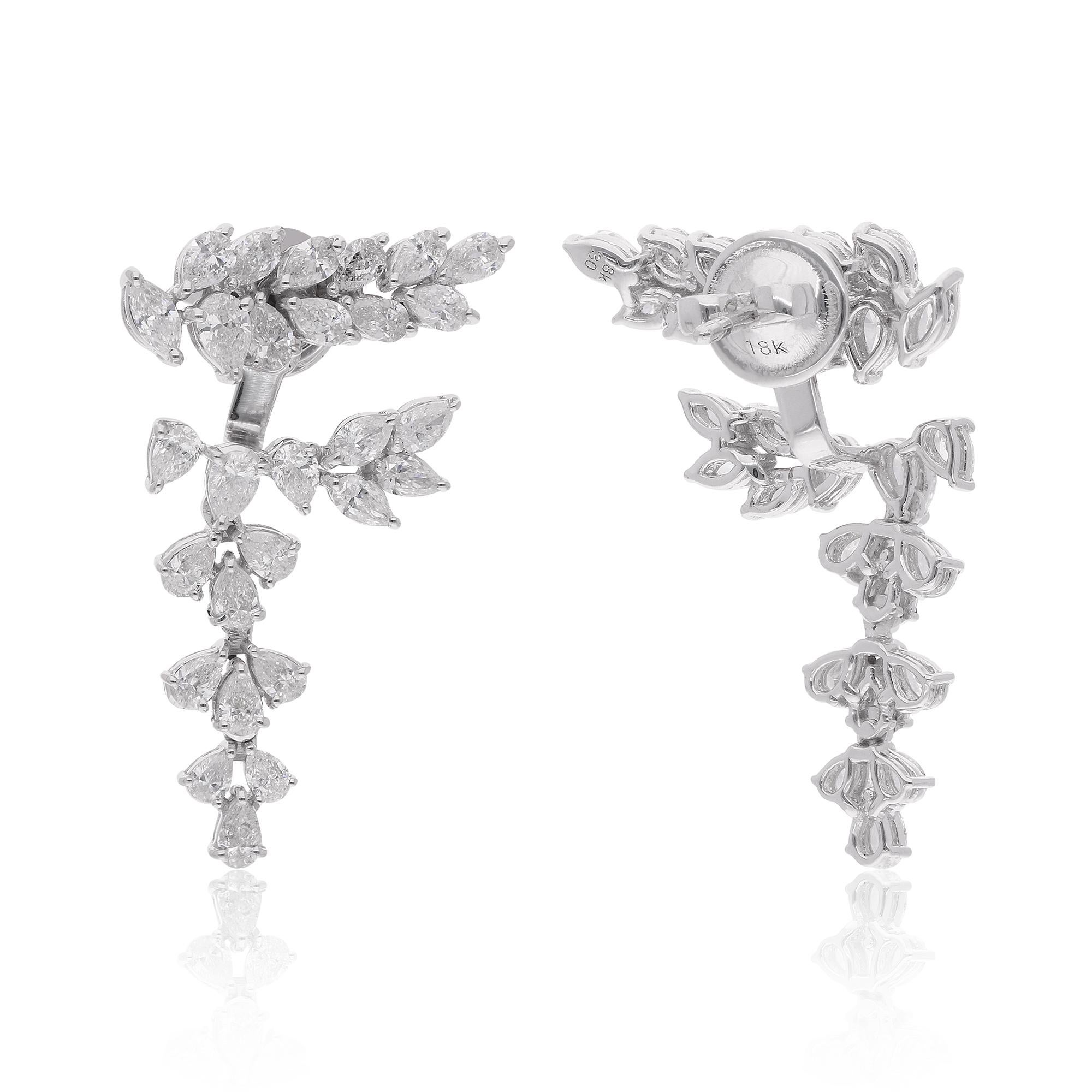 Pendientes de pera natural de 3,20 quilates y diamantes marquesa en oro blanco de 18 quilates