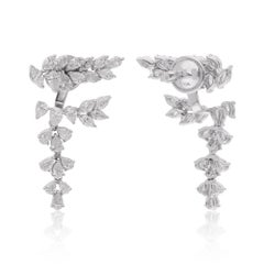 Pendientes de pera natural de 3,20 quilates y diamantes marquesa en oro blanco de 18 quilates