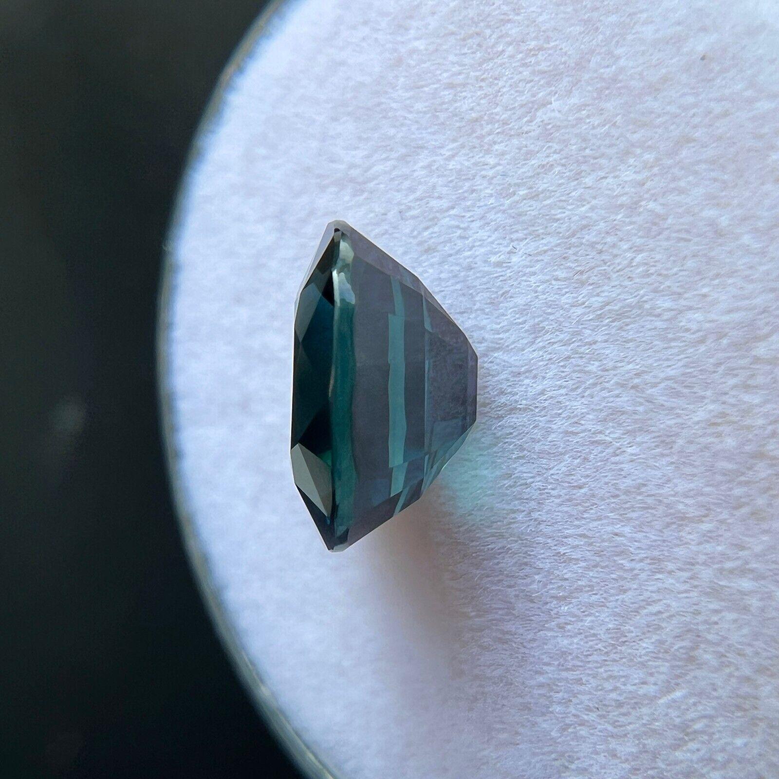 Zafiro Azul Teal Profundo Natural de 3,20ct Gra Corte Cojín Certificado Sin Tratar VVS en venta 2