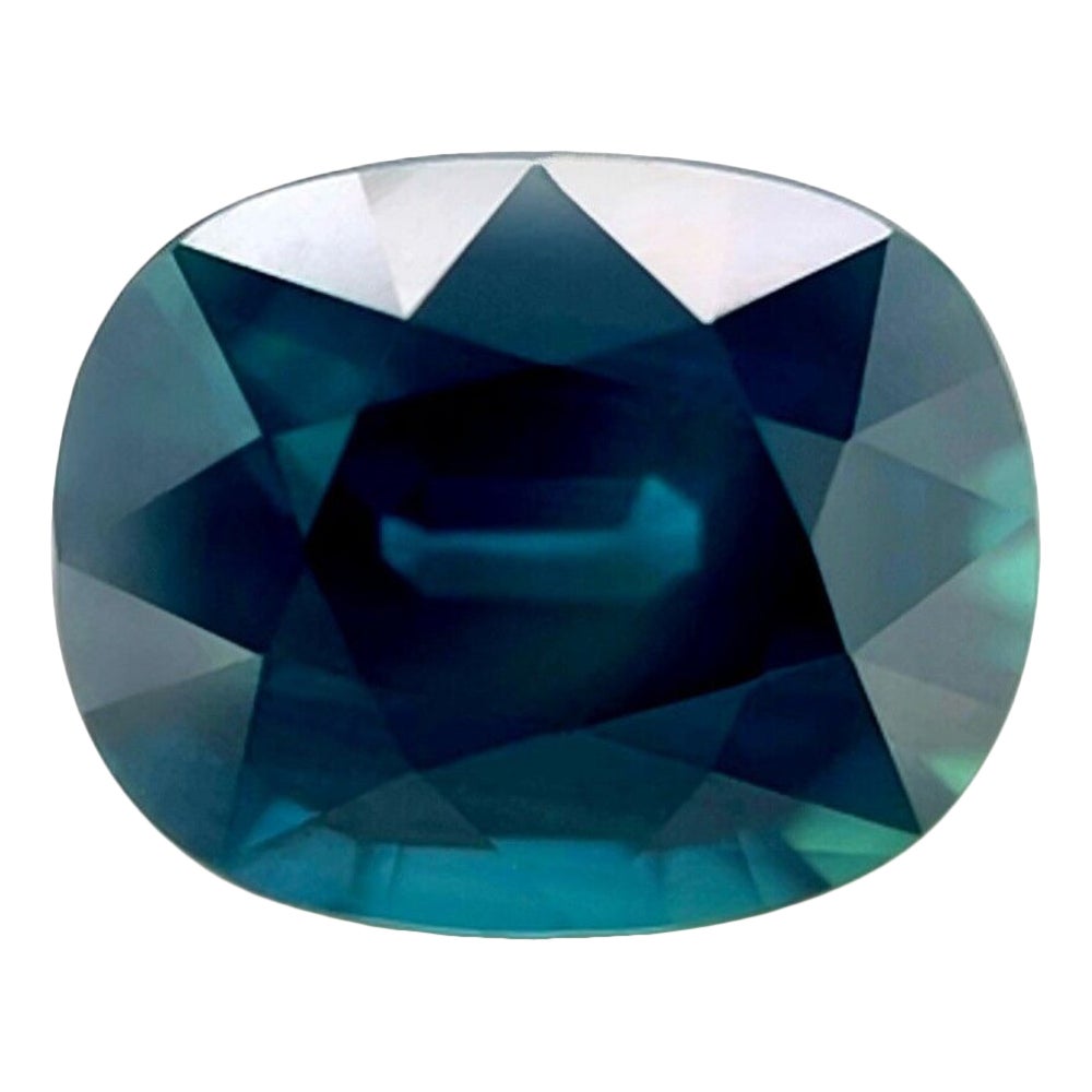 Zaffiro naturale blu verde acqua profondo 3,20ct Gra certificato taglio a cuscino non trattato VVS