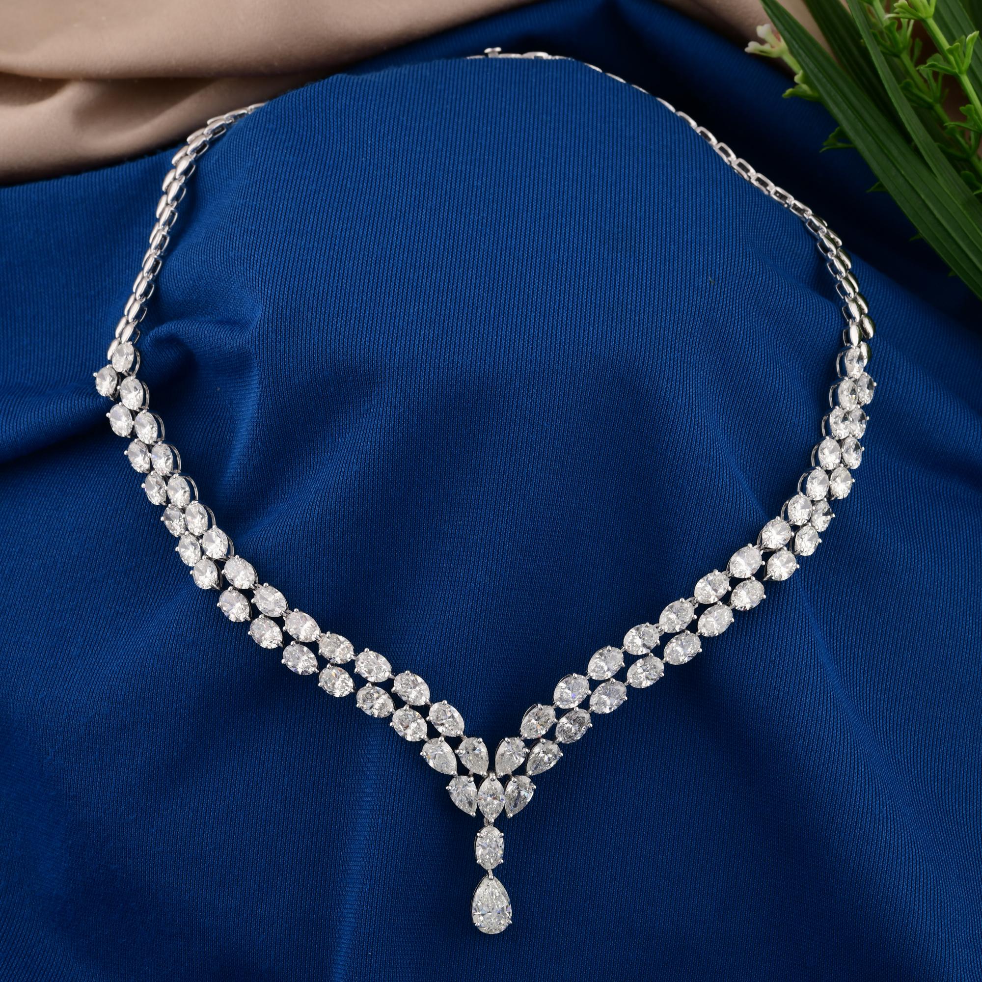 Natural 32.18 Carat SI/H Oval Shape Diamond Necklace 18 Karat White Gold Jewelry In New Condition For Sale In Diera, Dubai