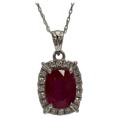 Natural 3.22 Carat Ruby and Diamond Pendant