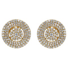 Natural 3.26 Carat SI Clarity HI Color Diamond Stud Earrings 14K Yellow Gold