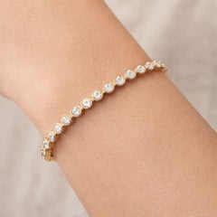 Natural 3.27 Carat Round Diamond Bangle Bracelet 18 Karat Yellow Gold Jewelry