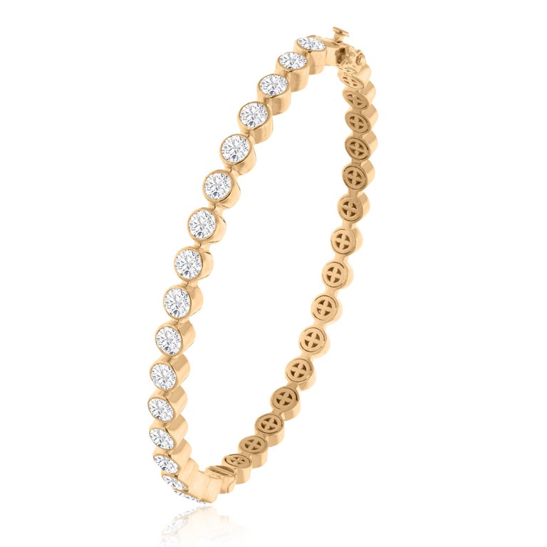Jonc En Or Jaune 18 Carats Sertis De Diamants Naturels - Poids 5,18 G, Neuf Avec étiquettes