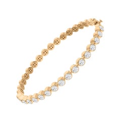 Natural 3.27 Carat Round Diamond Bangle Bracelet 18 Karat Yellow Gold Jewelry
