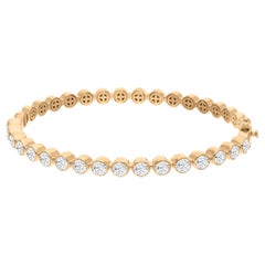 Bracelet jonc en or jaune 18 carats avec diamants ronds naturels de 3,27 carats