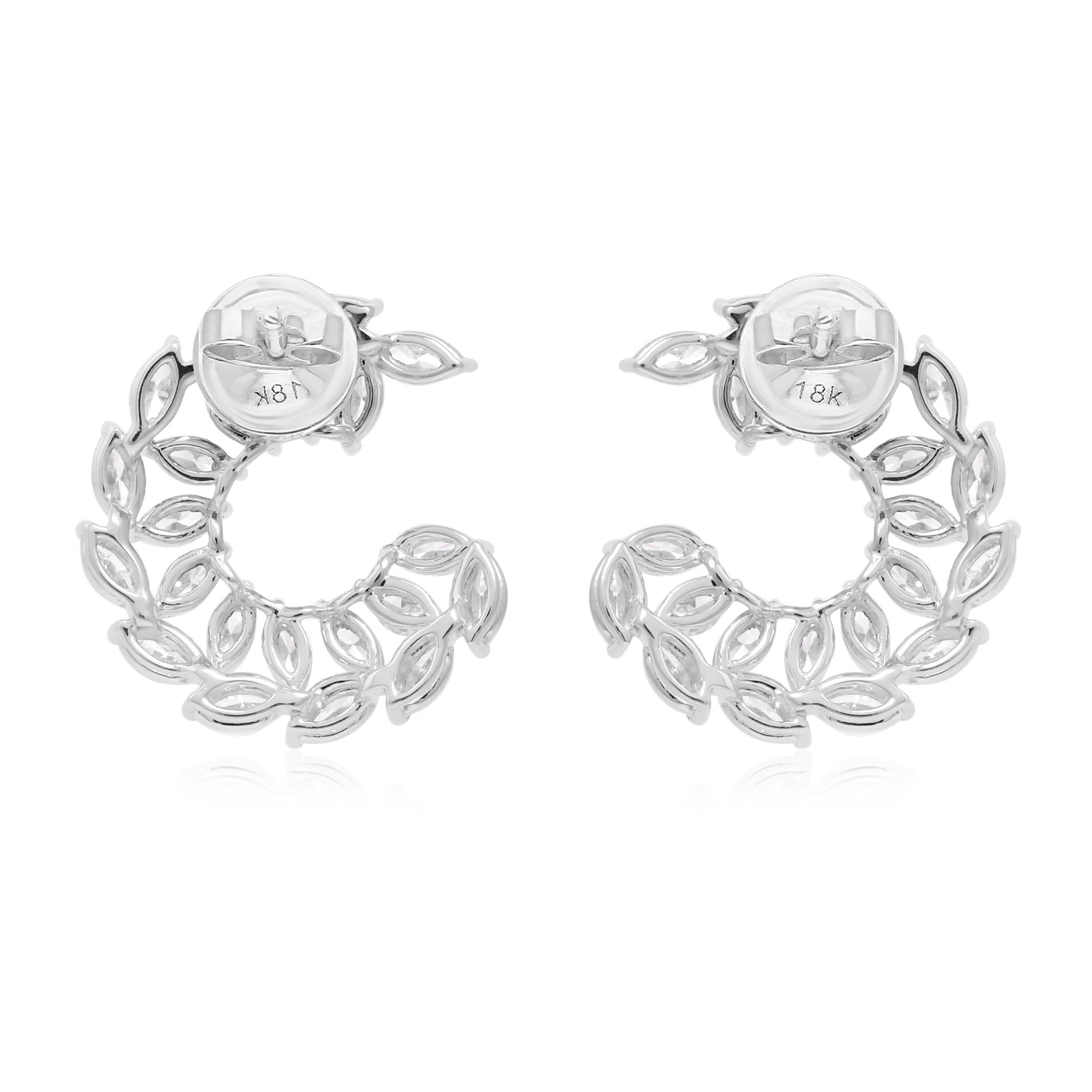 Orecchini di diamanti marquise naturali da 3,27 carati SI/H Gioielli in oro bianco 18 carati In condizioni Nuovo in vendita a Diera, Dubai