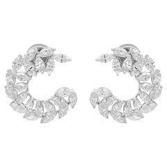 Pendientes de aro de diamantes marquesa SI/H naturales de 3,27 quilates Joyas de oro blanco de 18 quilates