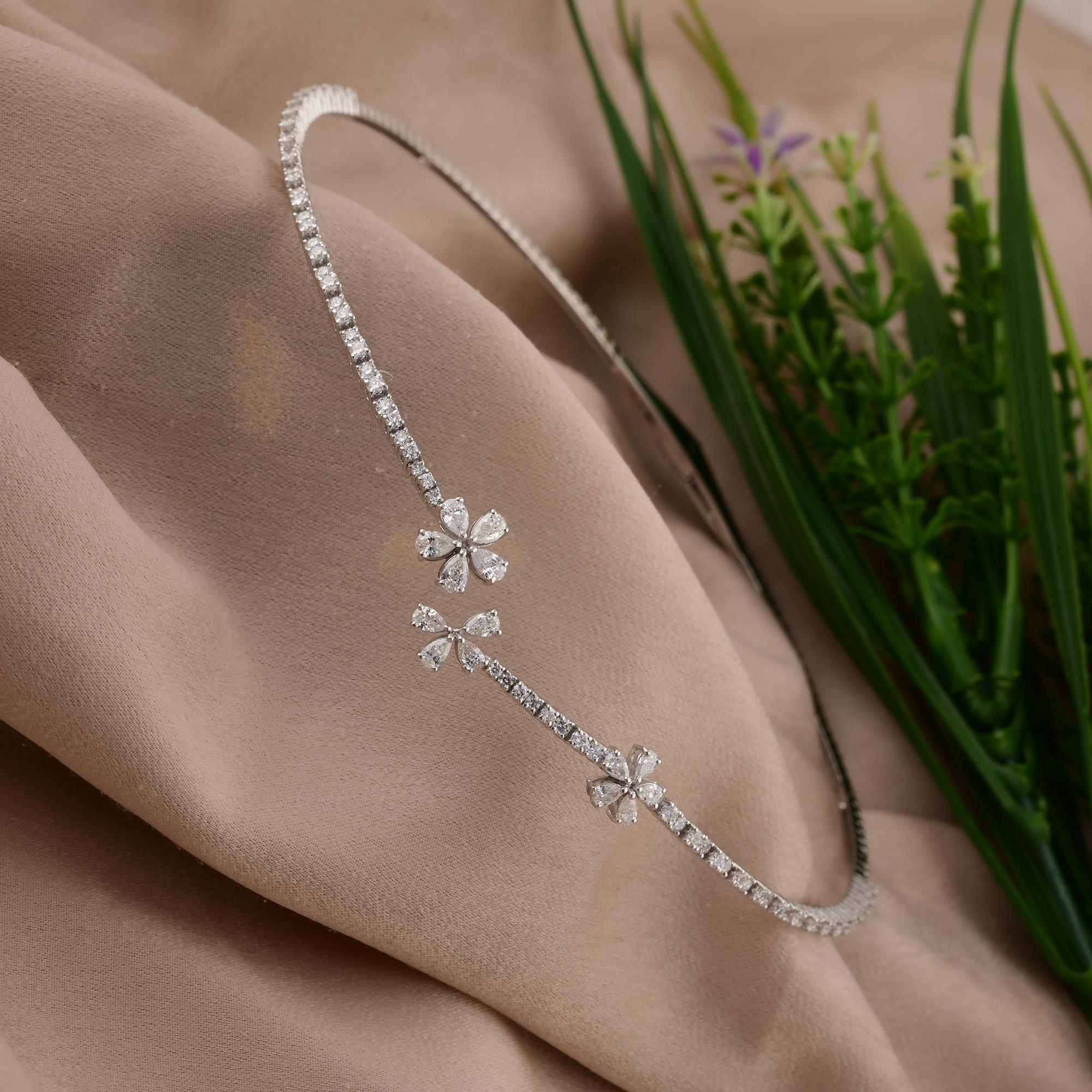 Natural 3.28 Carat SI/H Pear Round Diamond Choker Necklace 14 Karat White Gold (Moderne) im Angebot