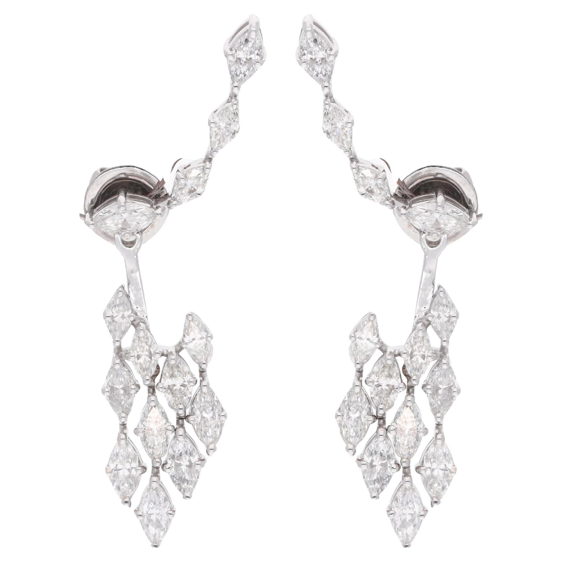 Natural 3.3 Carat SI/HI Marquise Diamond Earrings 18 Karat White Gold Jewelry