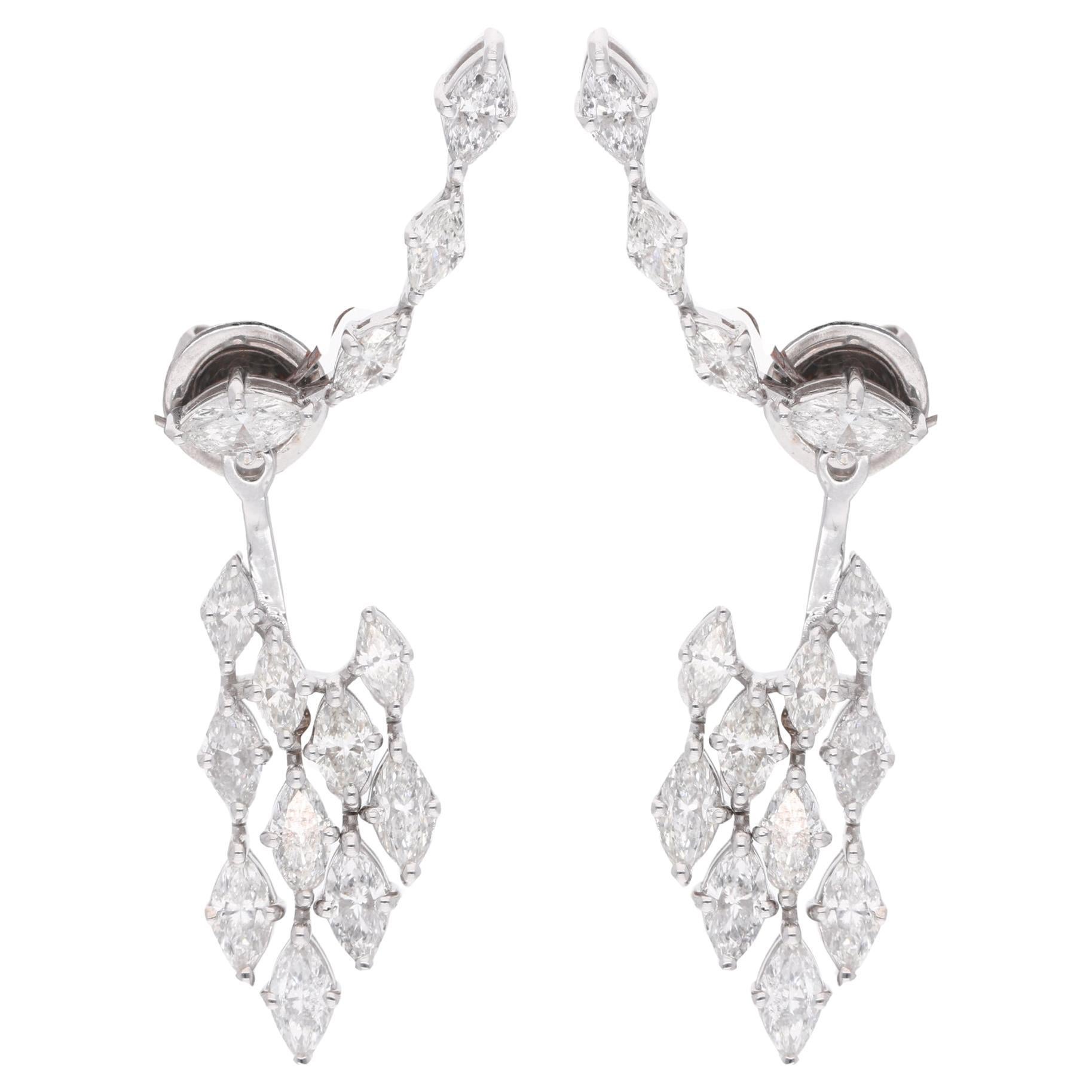 Donna Orecchini a pendente con diamanti naturali a grappolo da 3,3 carati SI/H Oro bianco 18 carati in vendita