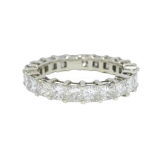 Natural 3.30 Carat Princess Cut Diamond 14-Karat Eternity Ring In Stock
