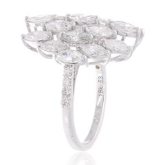 Natural 3.30 Carat SI Clarity HI Color Marquise Diamond Ring 18 Karat White Gold