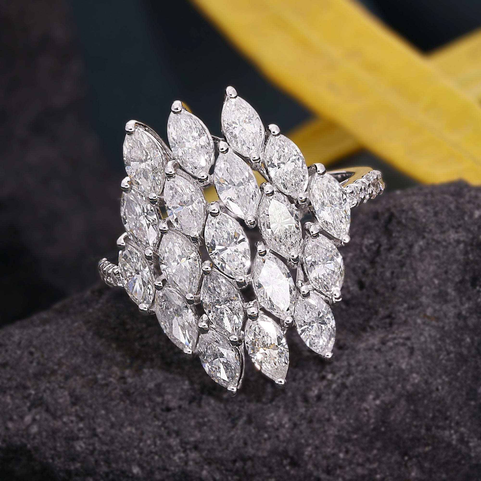 Natürlicher 3,30 Karat SI Reinheit HI Farbe Marquise Diamantring 18 Karat Weißgold (Moderne) im Angebot