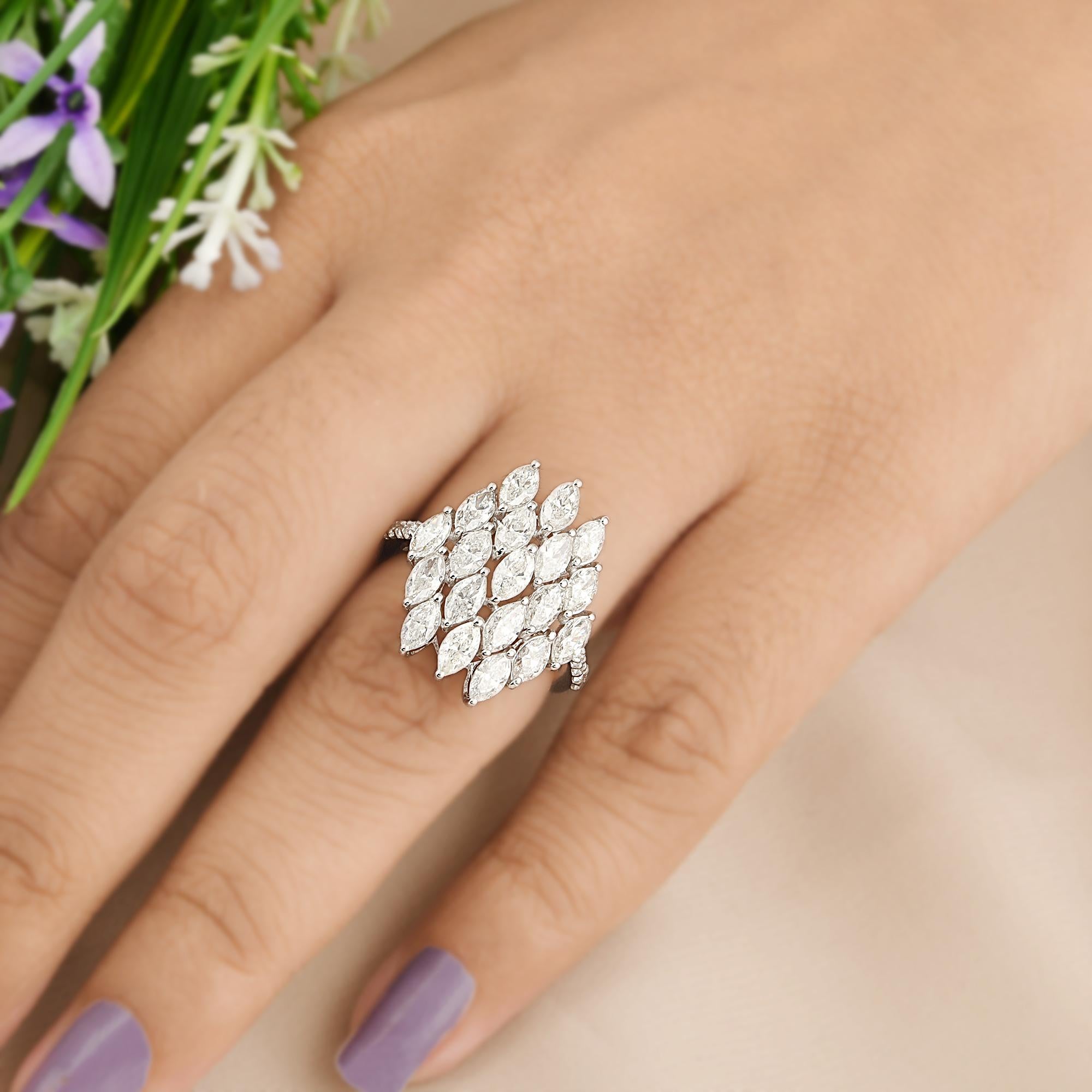 Natürlicher 3,30 Karat SI Reinheit HI Farbe Marquise Diamantring 18 Karat Weißgold (Marquiseschliff) im Angebot