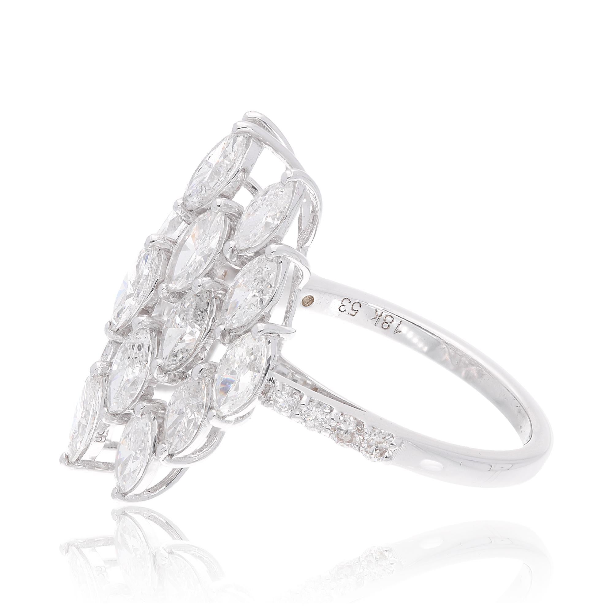 Natürlicher 3,30 Karat SI Reinheit HI Farbe Marquise Diamantring 18 Karat Weißgold im Zustand „Neu“ im Angebot in Diera, Dubai