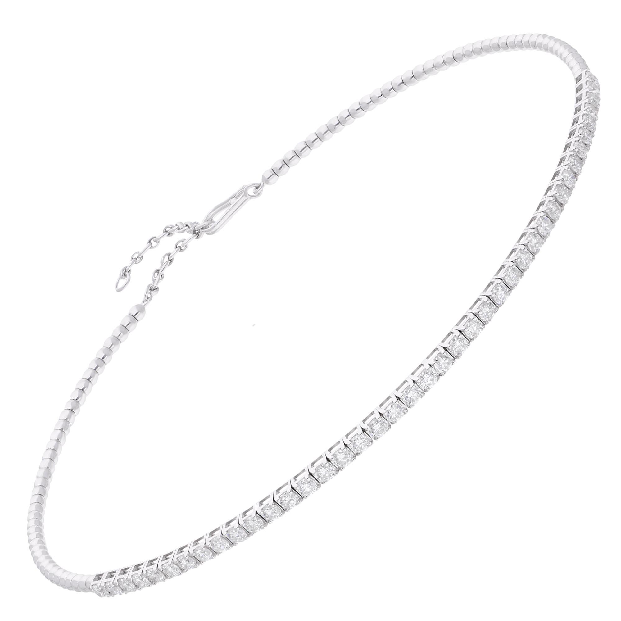Women's Natural 3.30 Carat SI/HI Diamond Choker Necklace 14 Karat White Gold Jewelry For Sale