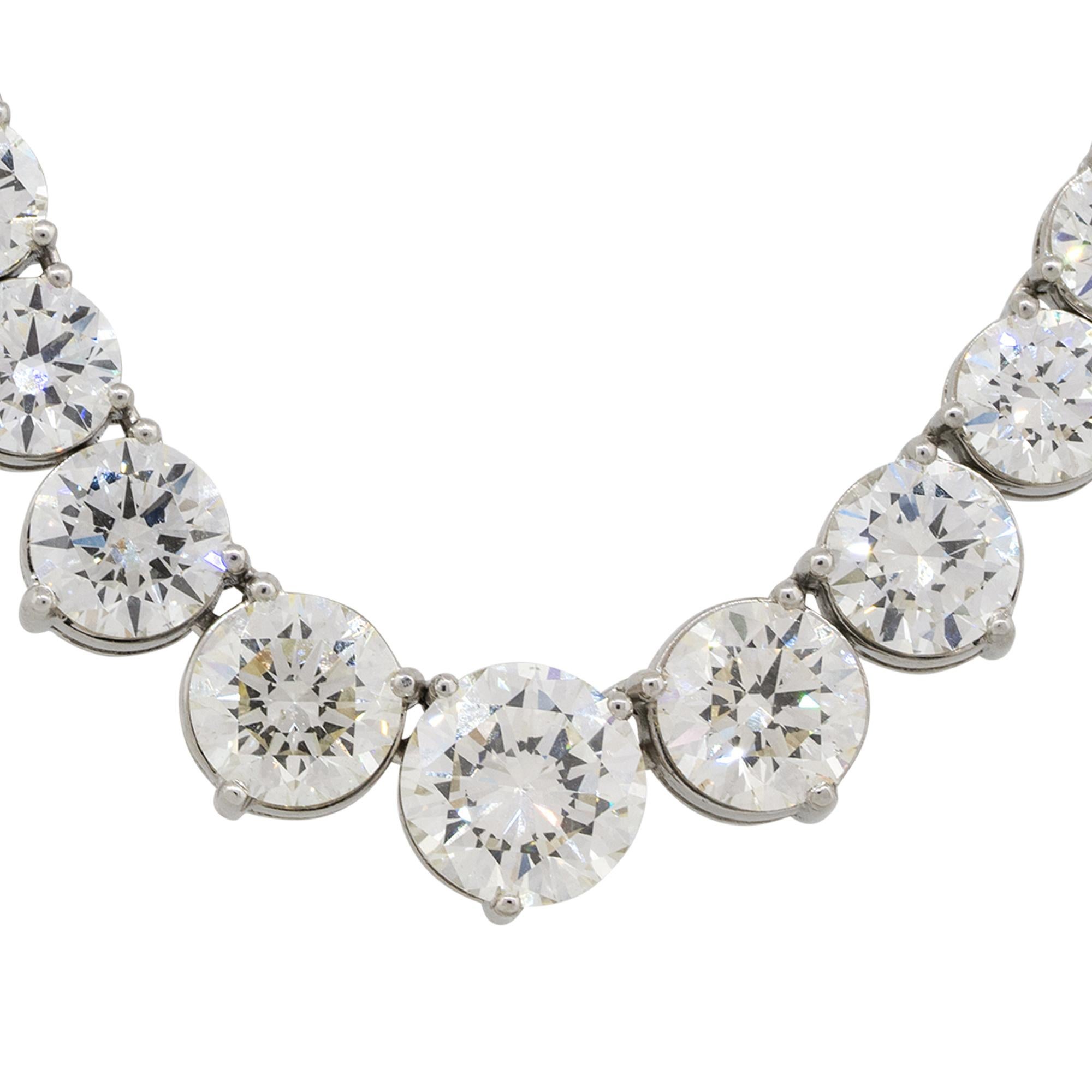 Nature 33.09 Carat Round Brilliant Cut Graduated Diamond Platinum Tennis Necklace In Stock

Avec plus de 33 carats de diamants ronds naturels de taille brillant, ce collier est un must pour les occasions spéciales. Non seulement les diamants sont de