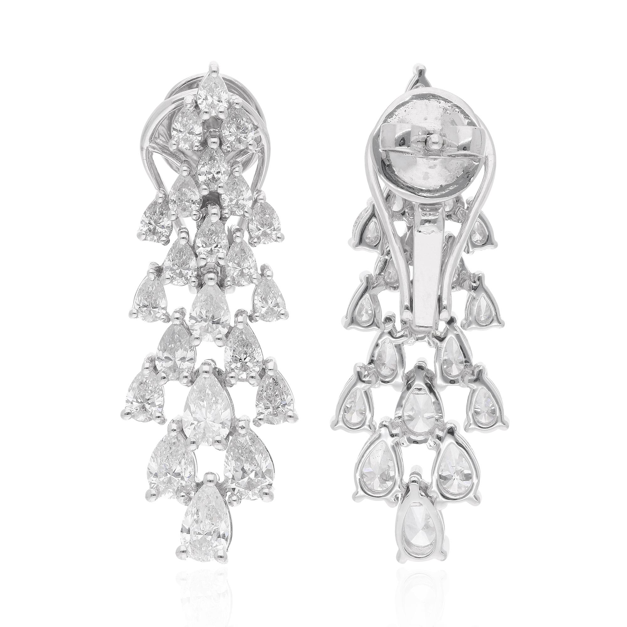 Modern Natural 3.32 Carat Pear Diamond Earrings 14 Karat White Gold Handmade Jewelry For Sale