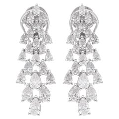 Natural 3.32 Carat Pear Diamond Earrings 14 Karat White Gold Handmade Jewelry