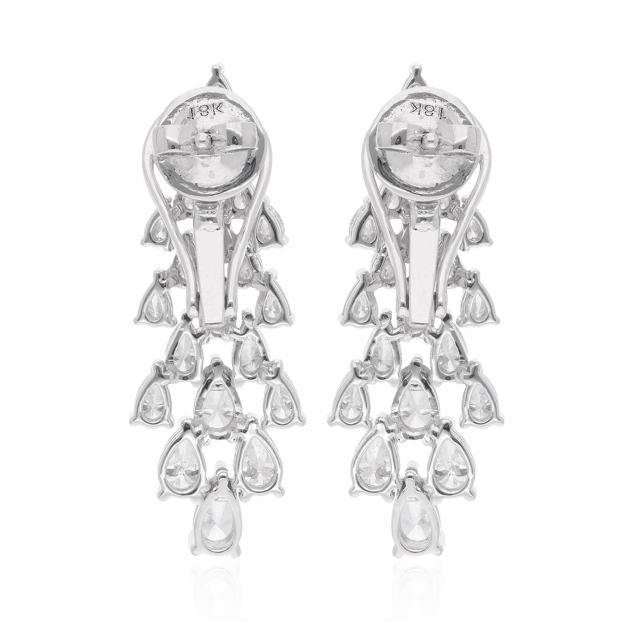 Women's Natural 3.32 Carat Pear Diamond Earrings 18 Karat White Gold Handmade Jewelry For Sale