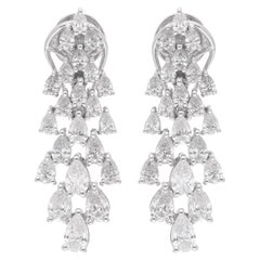 Natural 3.32 Carat Pear Diamond Earrings 18 Karat White Gold Handmade Jewelry