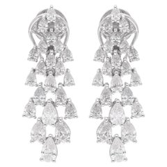 Natural 3.32 Carat Pear Diamond Earrings 18 Karat White Gold Handmade Jewelry