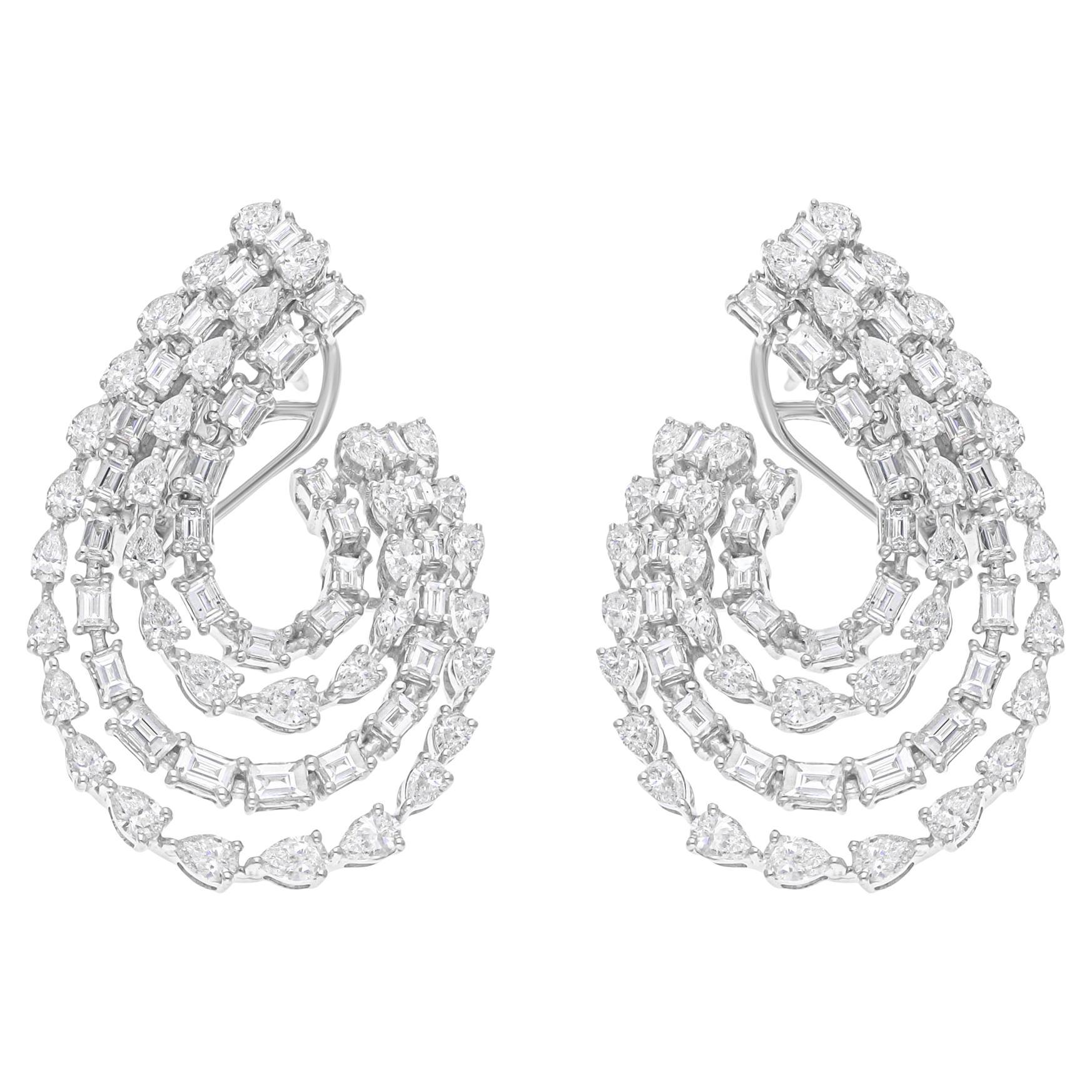 Natural 3.35 Carat SI/H Multi Shape Diamond Earrings 18 Karat White Gold Jewelry For Sale