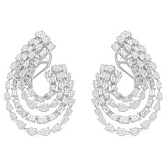 Boucles d'oreilles en or blanc 18 carats et diamants naturels de 3,35 carats SI/H de formes multiples