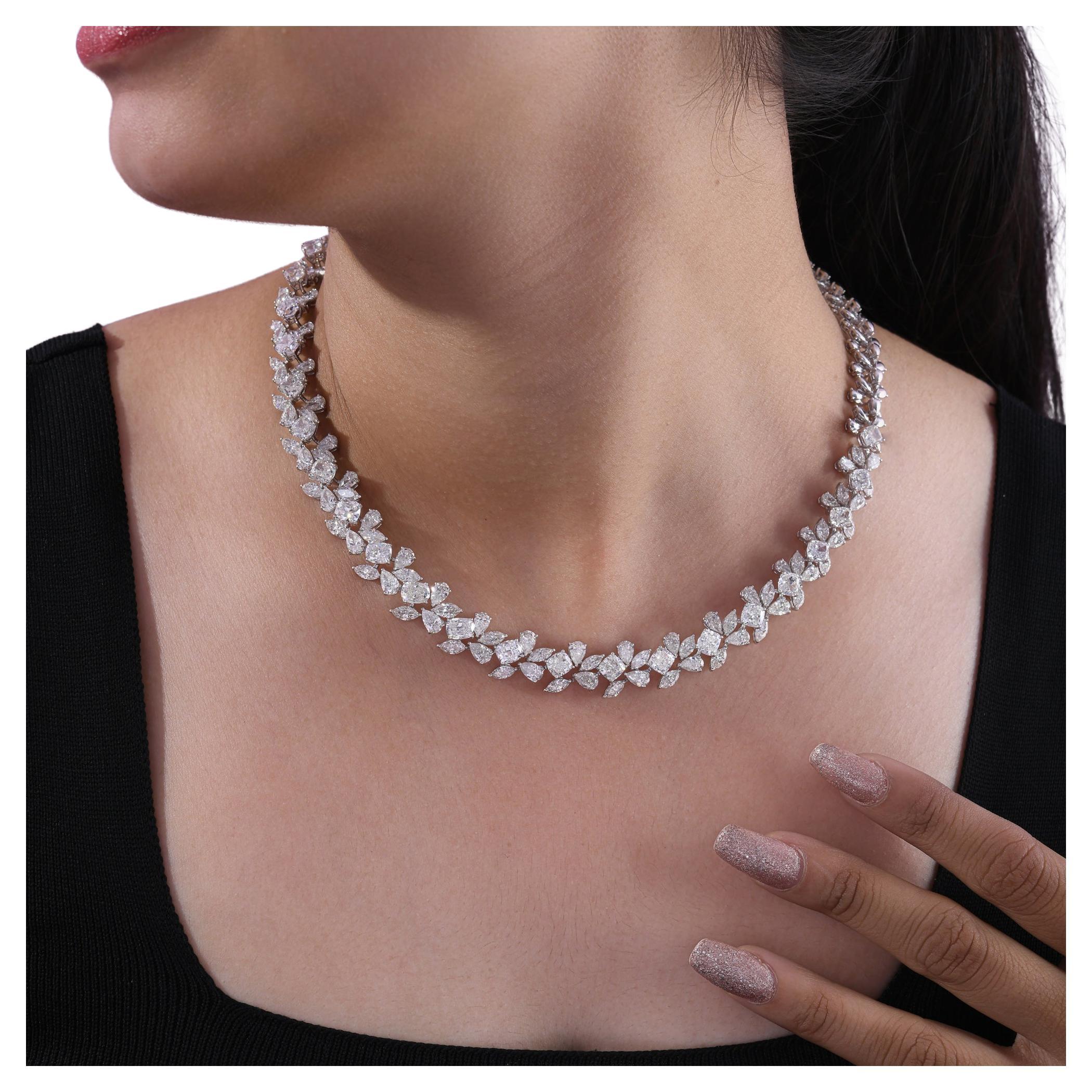 Collana di diamanti naturali da 33,51 carati SI Clarity HI Color Oro bianco 14 carati