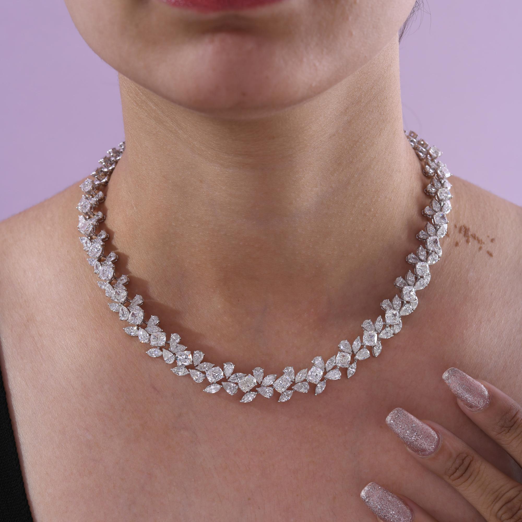 Collar de diamantes naturales de 33,51 quilates de oro blanco de 18 quilates con claridad SI y color HI en Nuevo estado para la venta en Diera, Dubai